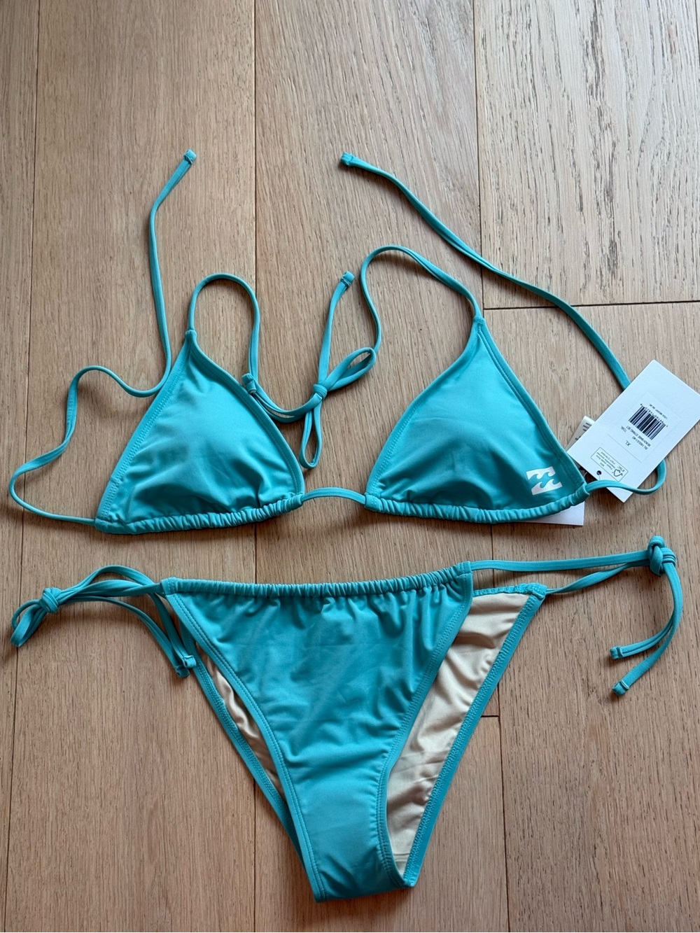 Billabong Beach Babe Turquoise Blue String Bikini Set Size XL NWT Triangle